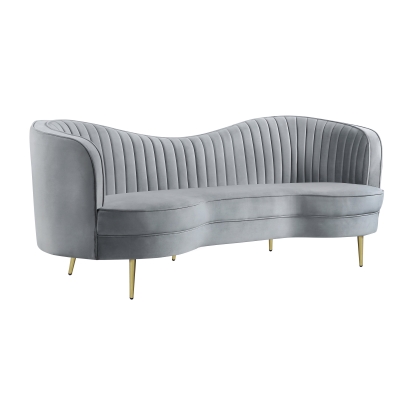 Coaster Sophia Upholstered Sofa with Camel Back Grey and Gold Model 506864