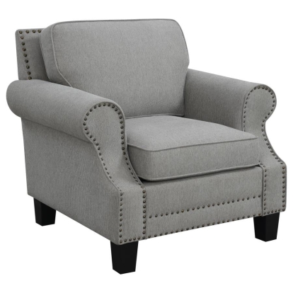Coaster Sheldon Upholstered Chair with Rolled Arms Grey Model 506873