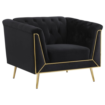 Coaster Holly Tuxedo Arm Tufted Back Chair Black Model 508443