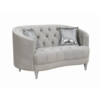 Coaster Avonlea Sloped Arm Tufted Loveseat Grey Model 508462