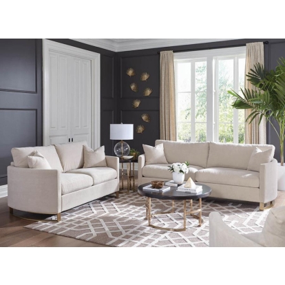 Coaster Corliss 2-piece Arched Arms Living Room Set Beige and Rose Brass Model 508821-S2