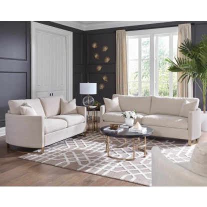 Coaster Corliss 3-piece Arched Arms Living Room Set Beige and Rose Brass Model 508821-S3