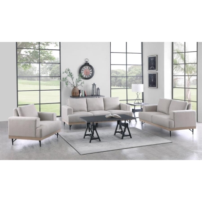 Coaster Kester 3-piece Recessed Track Arm Living Room Set Beige Model 509181-S3