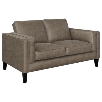 Coaster Locke Upholstered Track Arms Loveseat Vintage Brown Model 509192