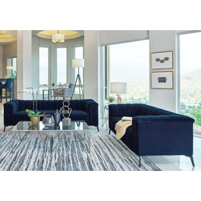 Coaster Chalet 2-piece Tuxedo Arm Living Room Set Blue Model 509211-S2
