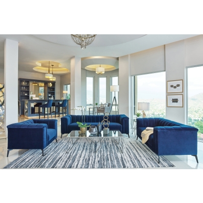 Coaster Chalet Tuxedo Arm Sofa Blue Model 509211