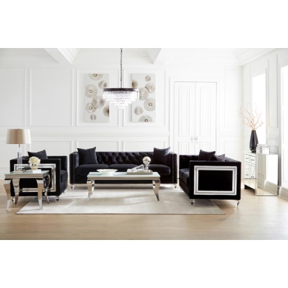 Coaster Delilah Upholstered Living Room Set Black Model 509361-S2