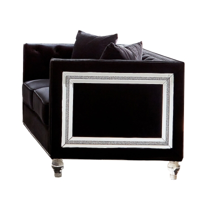 Coaster Delilah Upholstered Tufted Tuxedo Arm Loveseat Black Model 509362