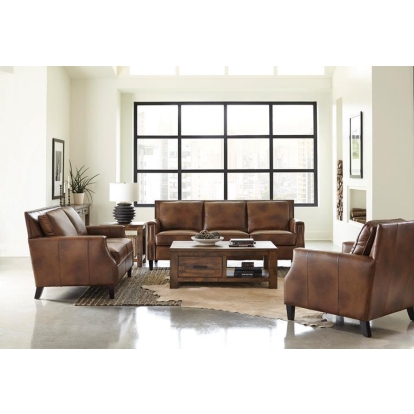 Coaster Leaton 2-piece Recessed Arms Living Room Set Brown Sugar Model 509441-S2