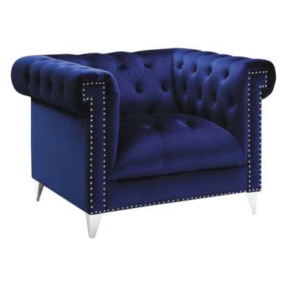Coaster Bleker Tufted Tuxedo Arm Chair Blue