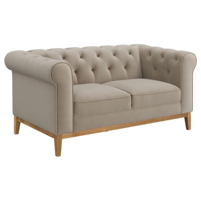 Coaster Sandrine Button Tufted Tuxedo Arms Loveseat Camel Model 509742