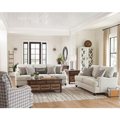 Coaster Glenn Cushion Back Loveseat Light Grey Model 511095