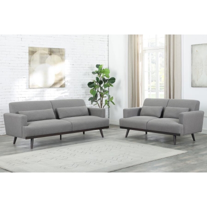Coaster Blake 2-piece Upholstered Living Room Set with Track Arms Sharkskin and Dark Brown Model 511121-S2