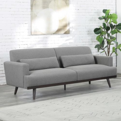 Coaster Blake Upholstered Sofa with Track Arms Sharkskin and Dark Brown