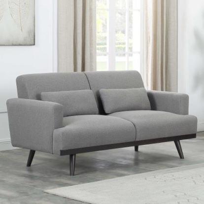Coaster Blake Upholstered Loveseat with Track Arms Sharkskin and Dark Brown