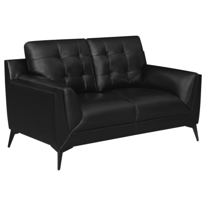 Coaster Moira Upholstered Tufted Loveseat with Track Arms Black Model 511132
