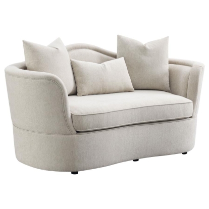 Coaster Kamilah Upholstered Loveseat with Camel Back Beige Model 511152