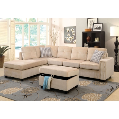 ACME Belville Reversible Sectional Sofa With 2 Pillows Model 52705