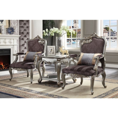 ACME Picardy Chair With Pillow (Rf Leaf) Model 53467