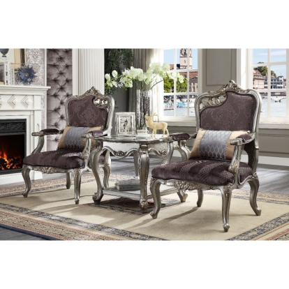ACME Picardy Chair With Pillow (Lf Leaf) Model 53466
