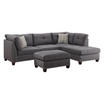 ACME Laurissa Sectional Sofa & Ottoman With 2 Pillows Model 54385