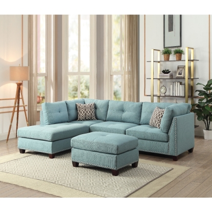 ACME Laurissa Sectional Sofa & Ottoman With 2 Pillows Model 54390