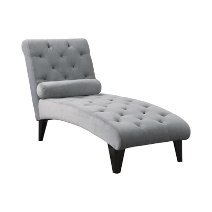 Coaster Daniel Tufted Chaise with Small Bolster Pillow Grey Model 550067