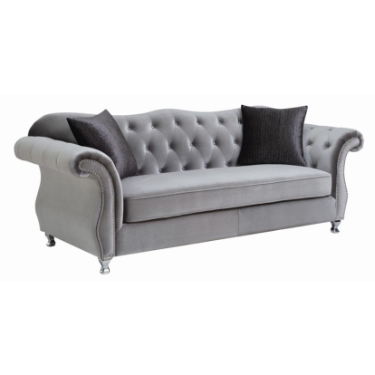 Coaster Frostine Button Tufted Sofa Silver Model 551161