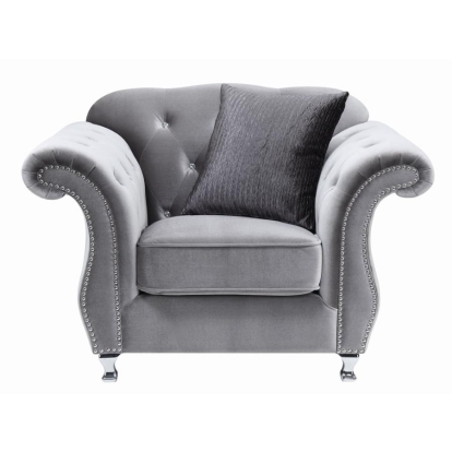 Coaster Frostine Button Tufted Chair Silver Model 551163