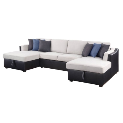 ACME Merill Sectional Sofa With Sleeper & 6 Pillows Model 56015