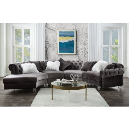 ACME Ninagold Sectional Sofa With 7 Pillows Model 57355