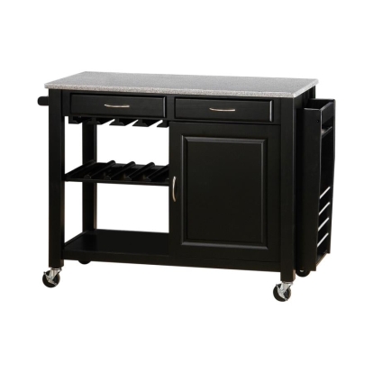 Coaster Shepard Kitchen Cart with Granite Top Black Model 5870