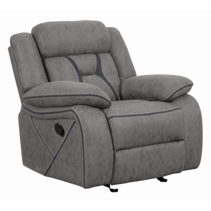 Coaster Higgins Overstuffed Upholstered Glider Recliner Grey Model 602263