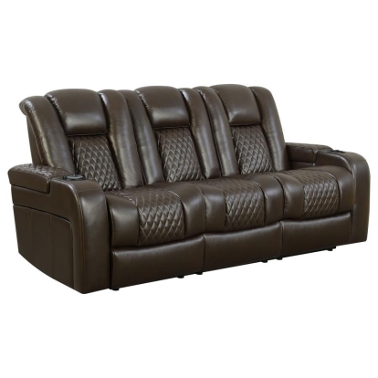 Coaster Delangelo Power^2 Sofa with Drop-down Table Brown Model 602304P