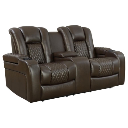 Coaster Delangelo Power^2 Loveseat with Drop-down Table Brown Model 602305P
