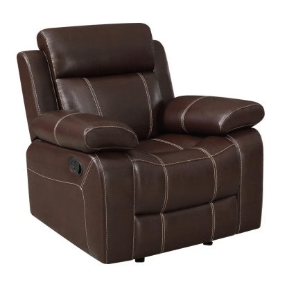Coaster Myleene Pillow Top Arm Glider Recliner Chestnut Model 603023