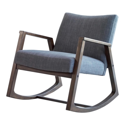 Coaster Upholstered Rocking Chair with Wooden Arm Grey and Walnut Model 603285