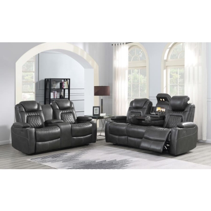 Coaster Korbach 2-piece Power^2 Living Room Set Charcoal Model 603414PP-S2