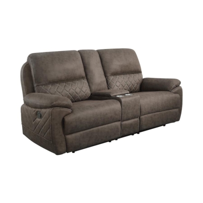 Coaster Variel Upholstered Tufted Motion Loveseat with Console Model 608982