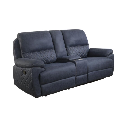 Coaster Variel Upholstered Tufted Motion Loveseat with Console Model 608992