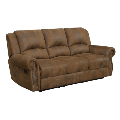 Coaster Sir Rawlinson Rolled Arm Motion Sofa with Nailhead Trim Buckskin Brown Model 650151