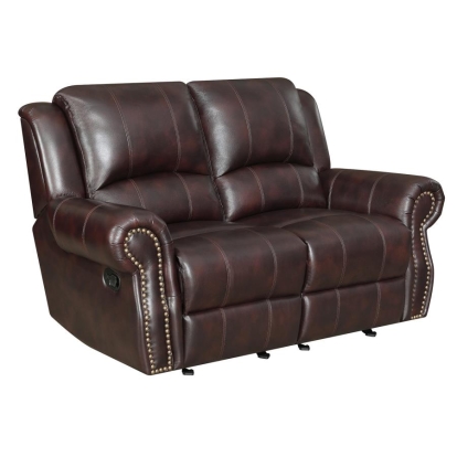 Coaster Sir Rawlinson Nailhead Trim Glider Loveseat Dark Brown Model 650162