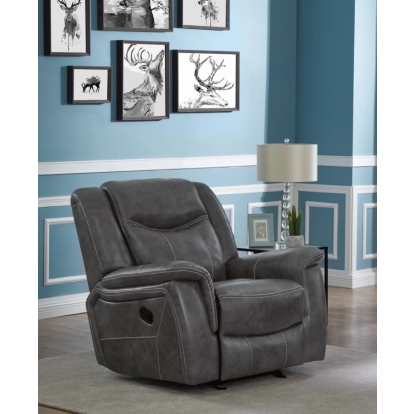 Coaster Conrad Upholstered Motion Glider Recliner Grey Model 650356