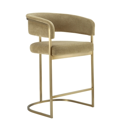 Modrest Sebastian - Modern Brown Fabric + Antique Brass Counter Chair Bar Stool Brown furniture-00182105 Vig Furniture VGGA-6251CH-C-BRN