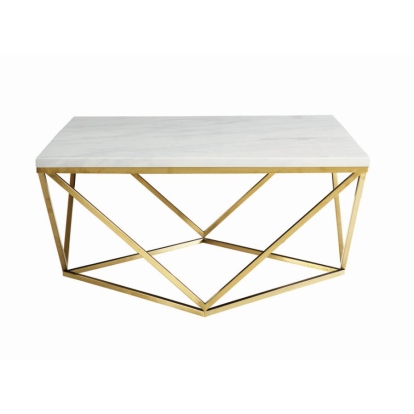 Coaster Meryl Square Coffee Table White and Gold Model 700846