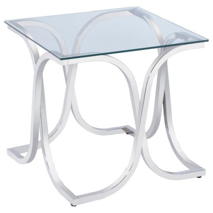 Coaster Tess Curved X-shaped End Table Nickel and Clear Model 701917