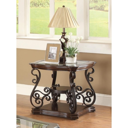 Coaster Laney End Table Deep Merlot and Clear Model 702447