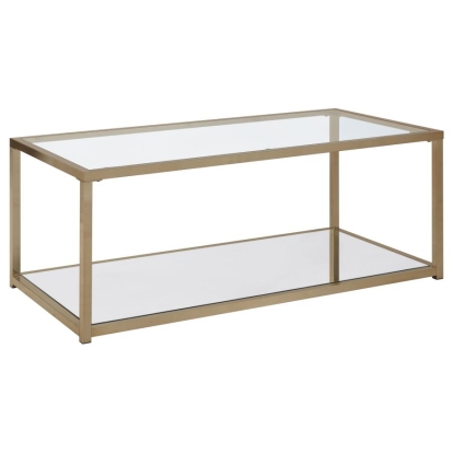 Coaster Cora Coffee Table with Mirror Shelf Chocolate Chrome Model 705238