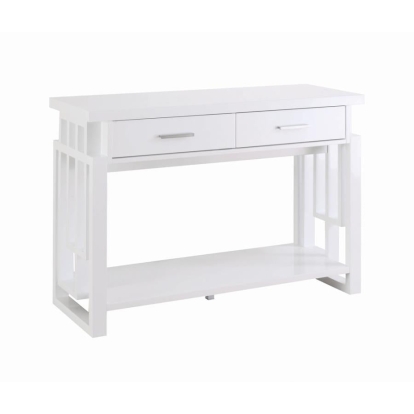 Coaster Schmitt Rectangular 2-drawer Sofa Table High Glossy White Model 705709