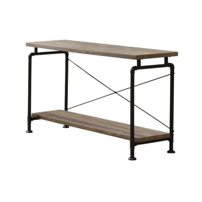 Coaster Renton Shelf Storage Sofa Table Rustic Oak and Black Model 705949